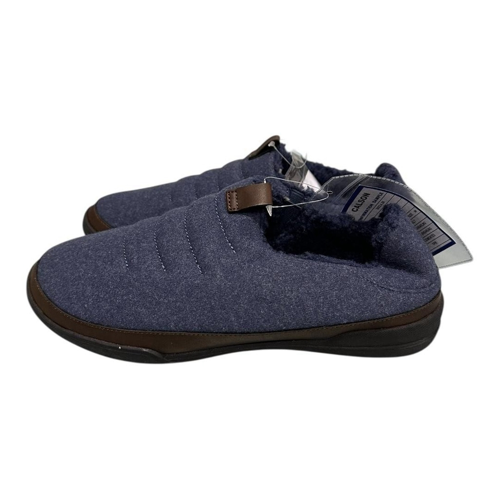 WindRiver Calson Shoes Mens Size 9 Navy Felt Boa Shearling Lined Slippers - Picture 3 of 9